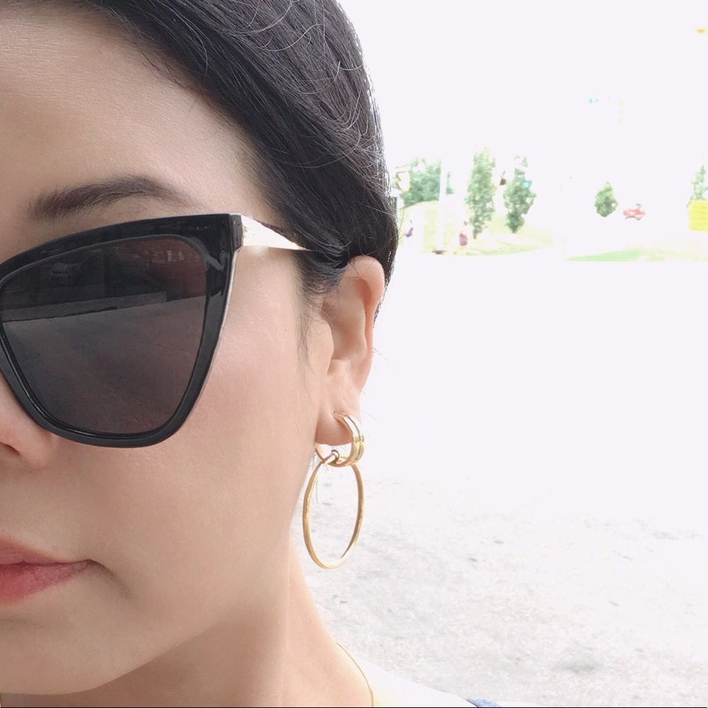 Danielle 18K Gold Plated Hoop Interlock Earrings - Picture 9 of 10